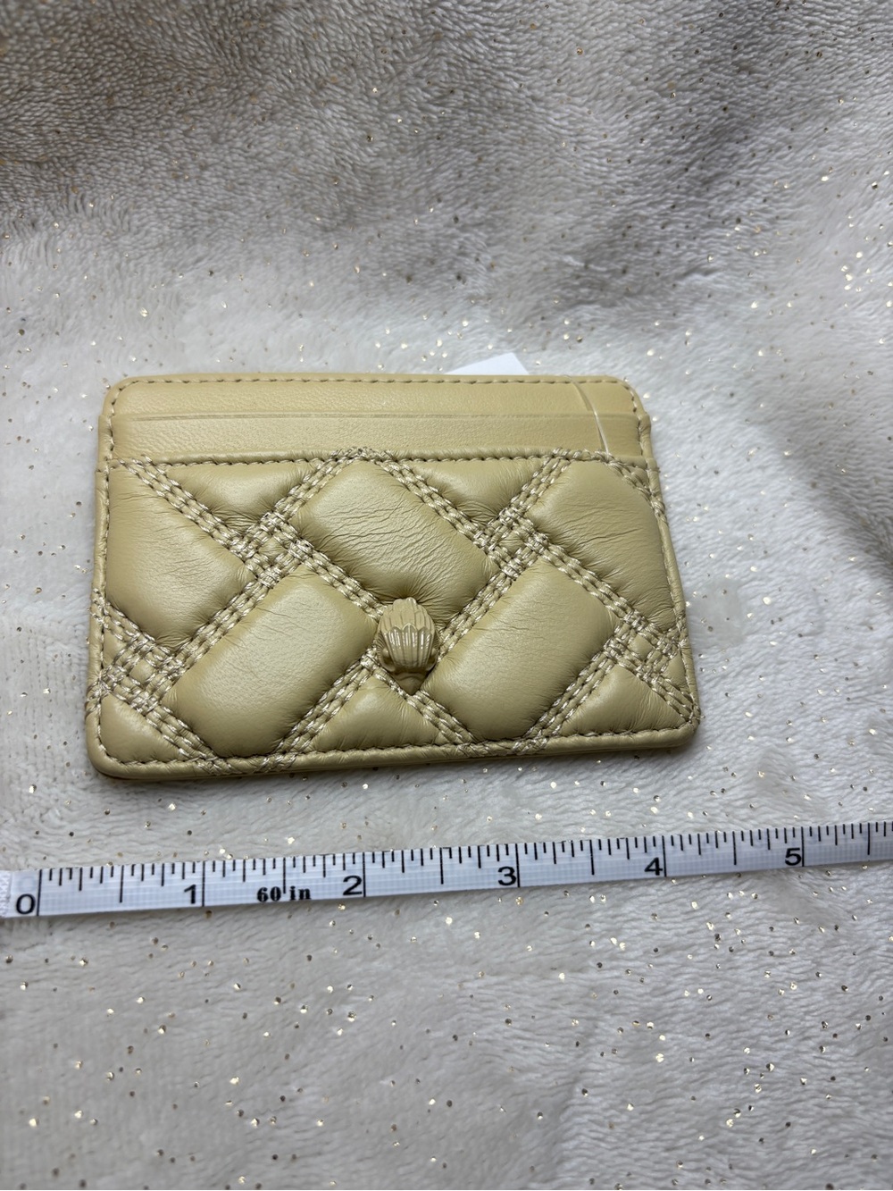 Kurt Geiger London Quilted Leather Card Case / Wallet - Yellow / Buttercream